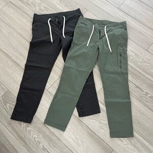 Vuori Black and Green Ripstop Pants with Drawstrings $65 for both